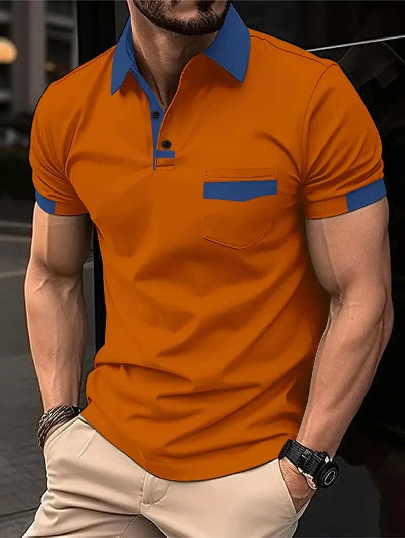 Daniel – chemise à revers colorée à manches courtes avec poche poitrine pour le printemps/été