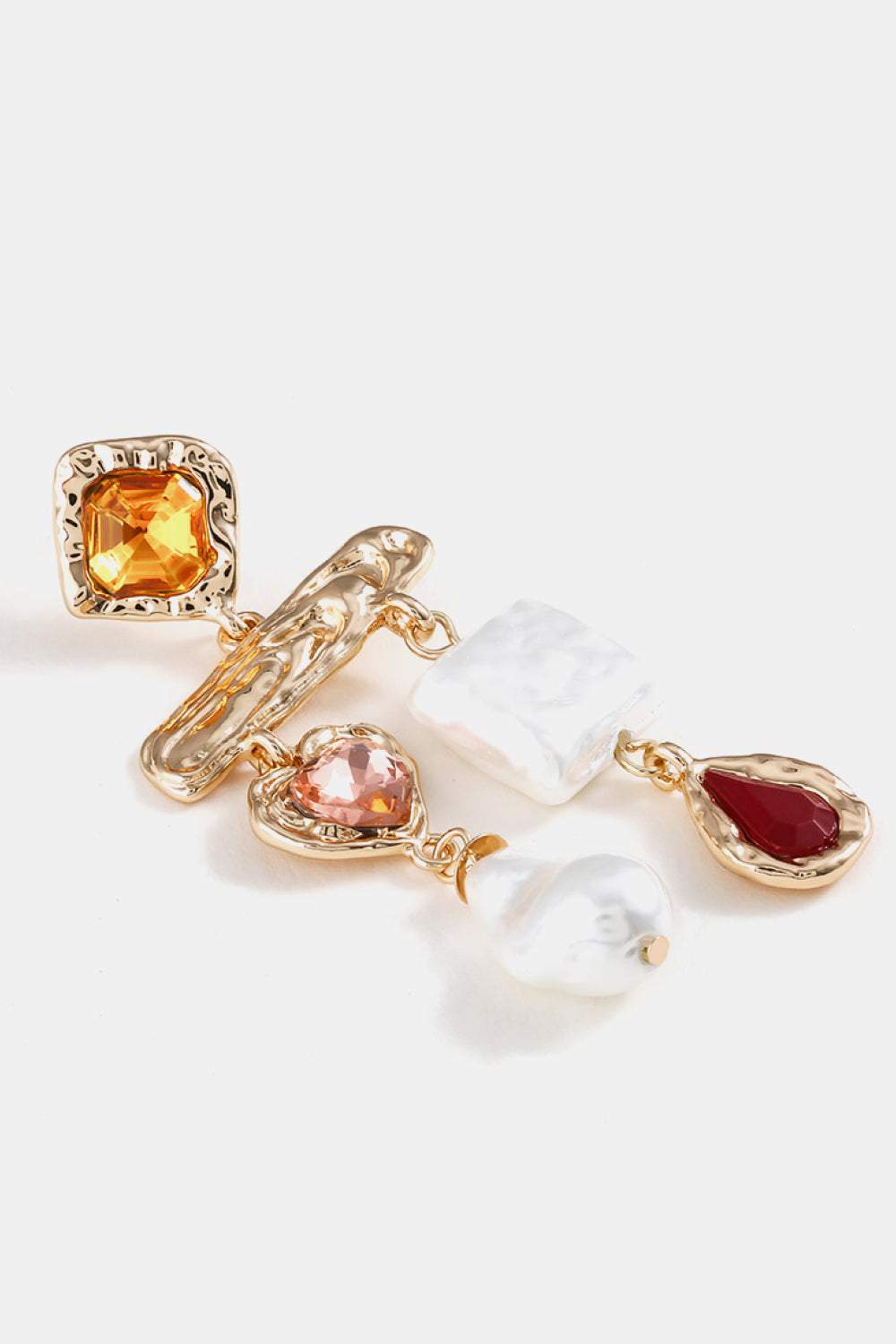 Boucles d'oreilles baroques en perles de pierres précieuses colorées