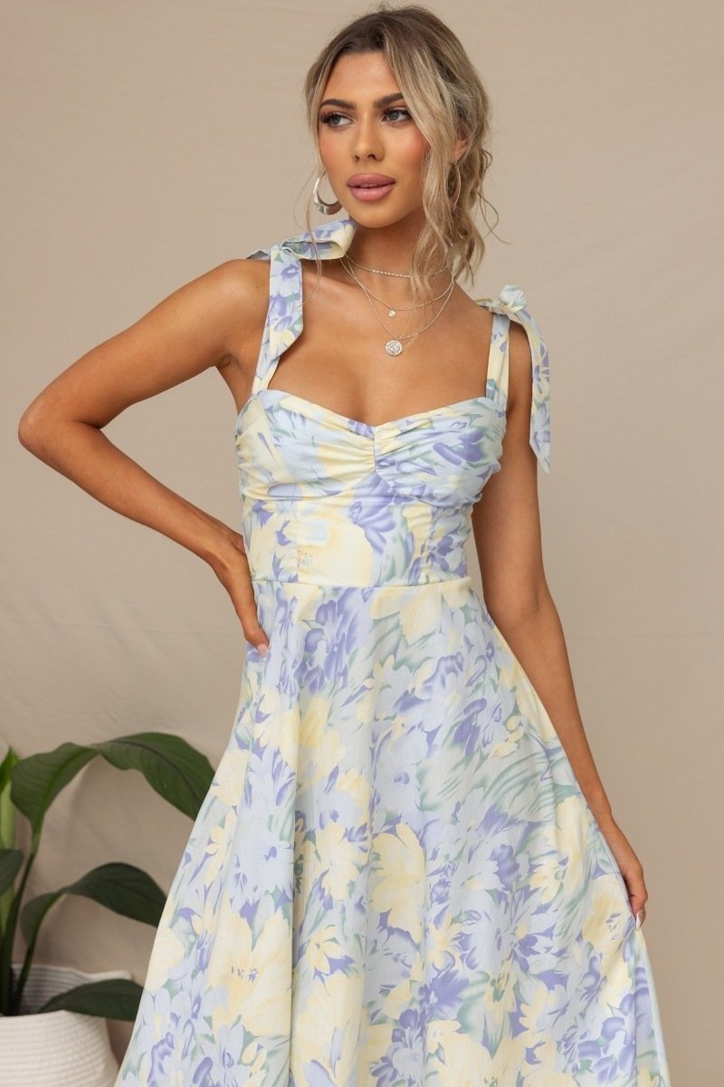 Beata – Bedrucktes Midikleid mit Trägern