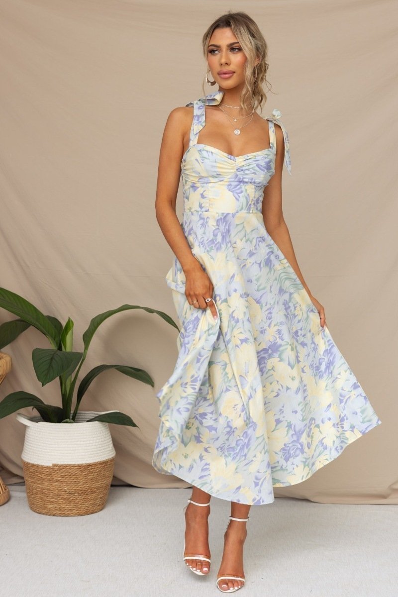 Beata – Bedrucktes Midikleid mit Trägern