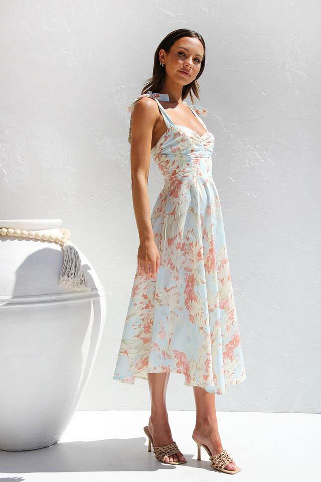 Beata – Bedrucktes Midikleid mit Trägern