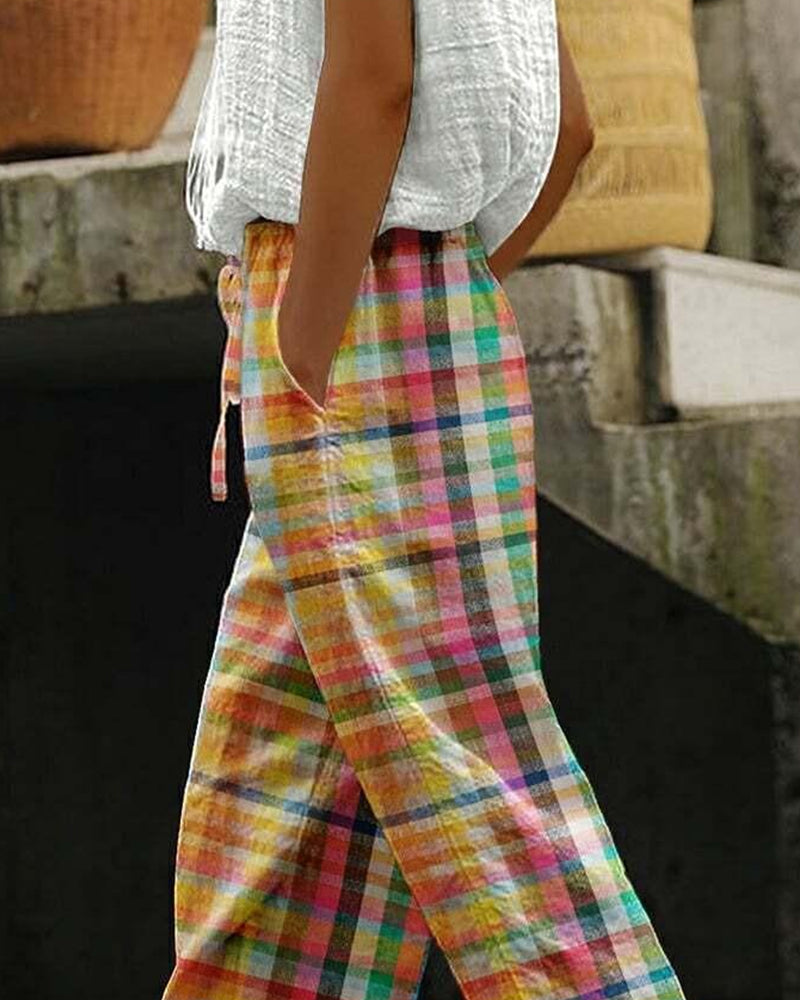 Reina™ - Pantalon à carreaux vintage intemporel
