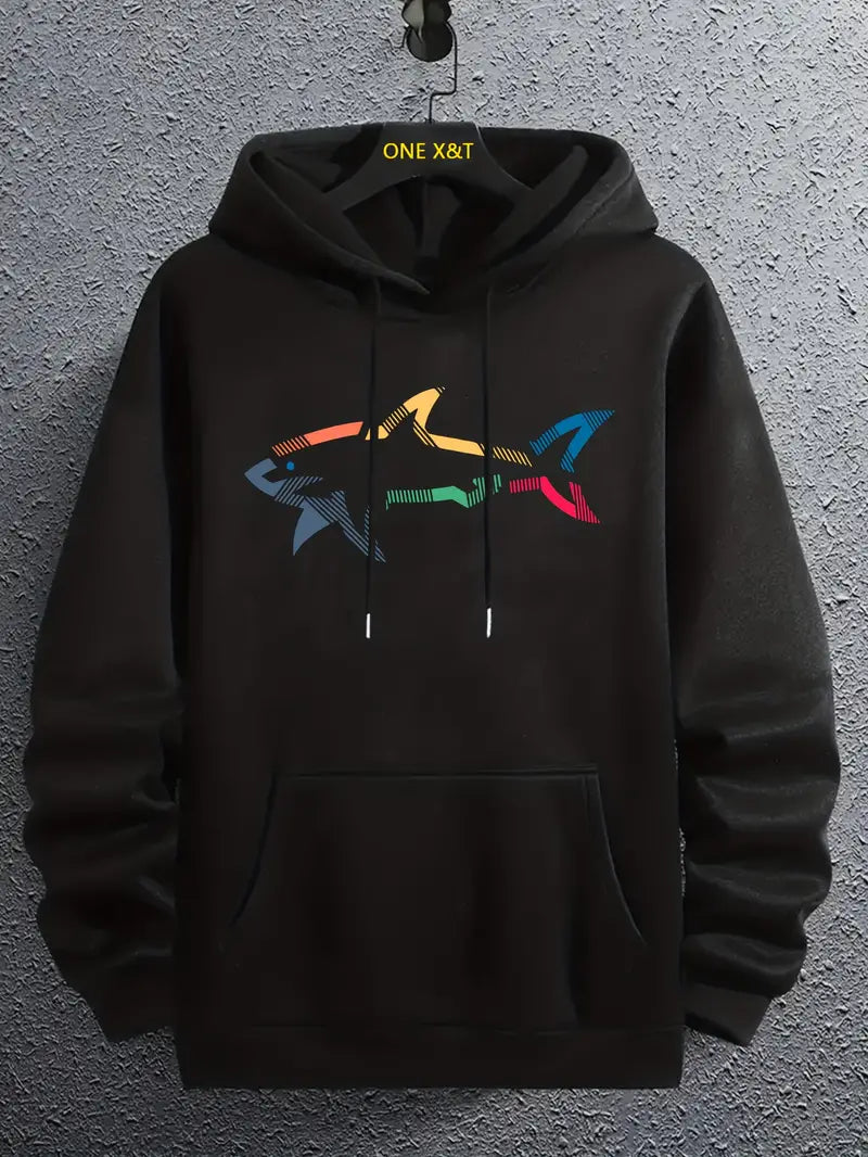 Brian – Sweat à capuche décontracté à motif requin pour homme