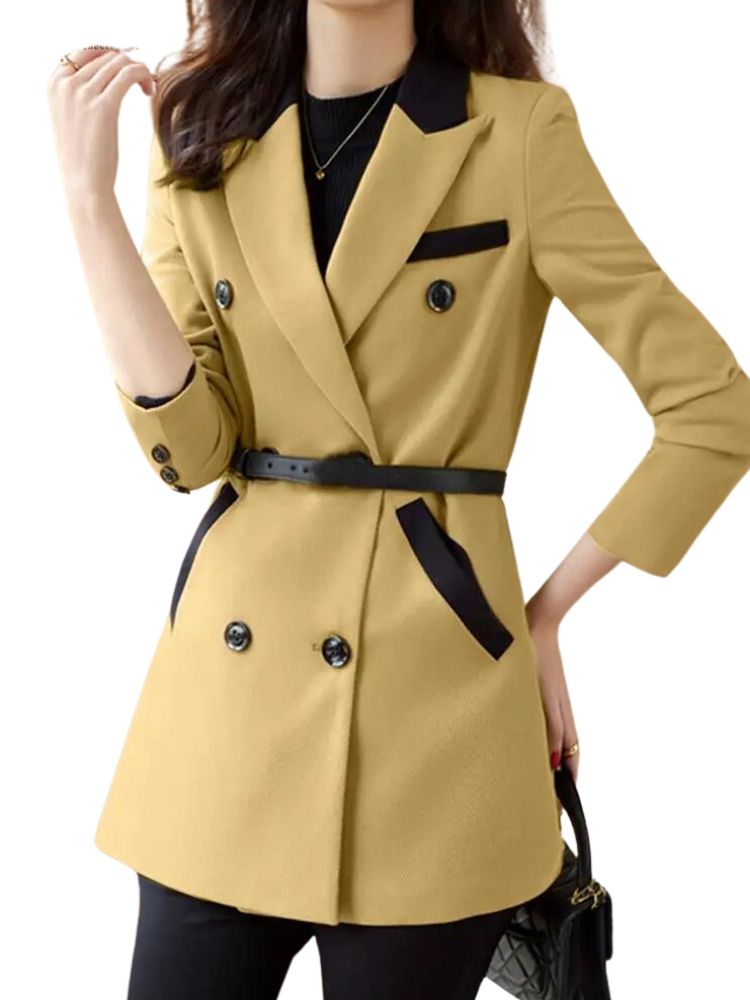 Damen Blazer mit Doppelknopf-Schal-Kragen