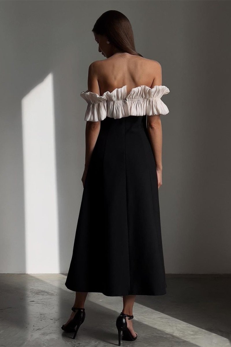 Bonnie – Schulterfreies Maxikleid mit Rüschen