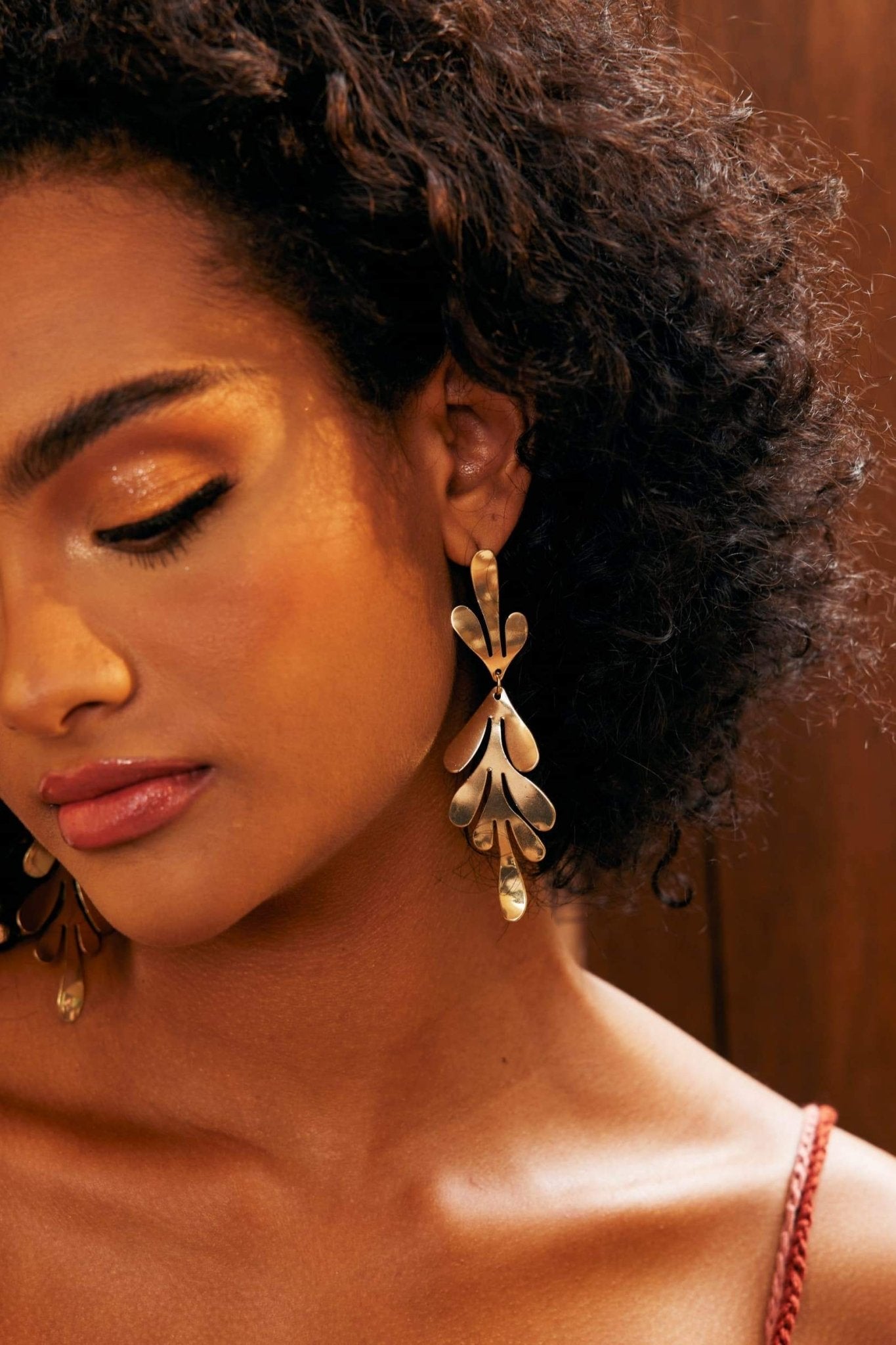 boucles d'oreilles en feuille de laiton