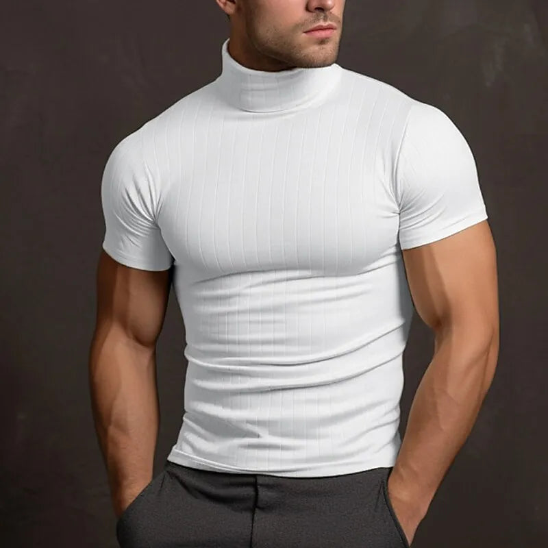 Alban - T-shirt uni col roulé homme