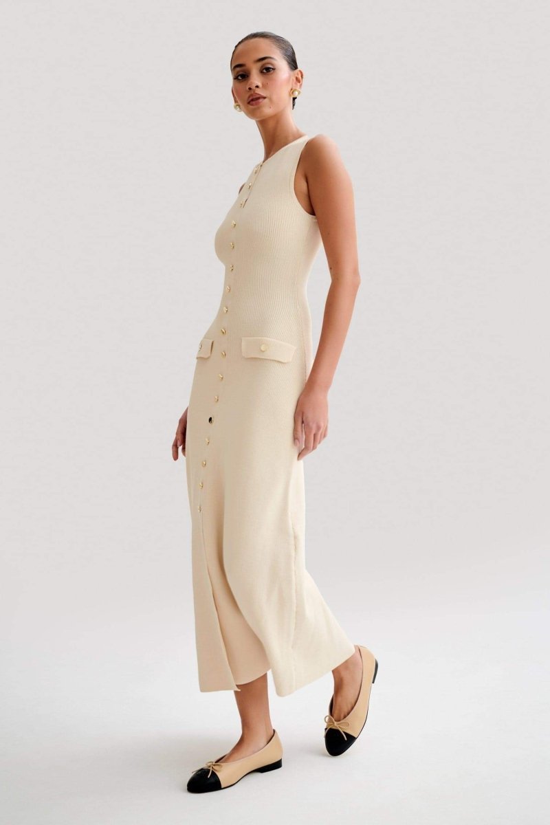 Claire ärmelloses Maxi-Strickkleid