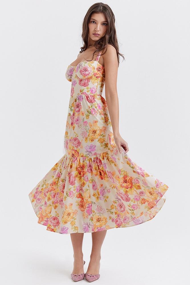 Ausgestelltes Midikleid „Cottie“ mit Print