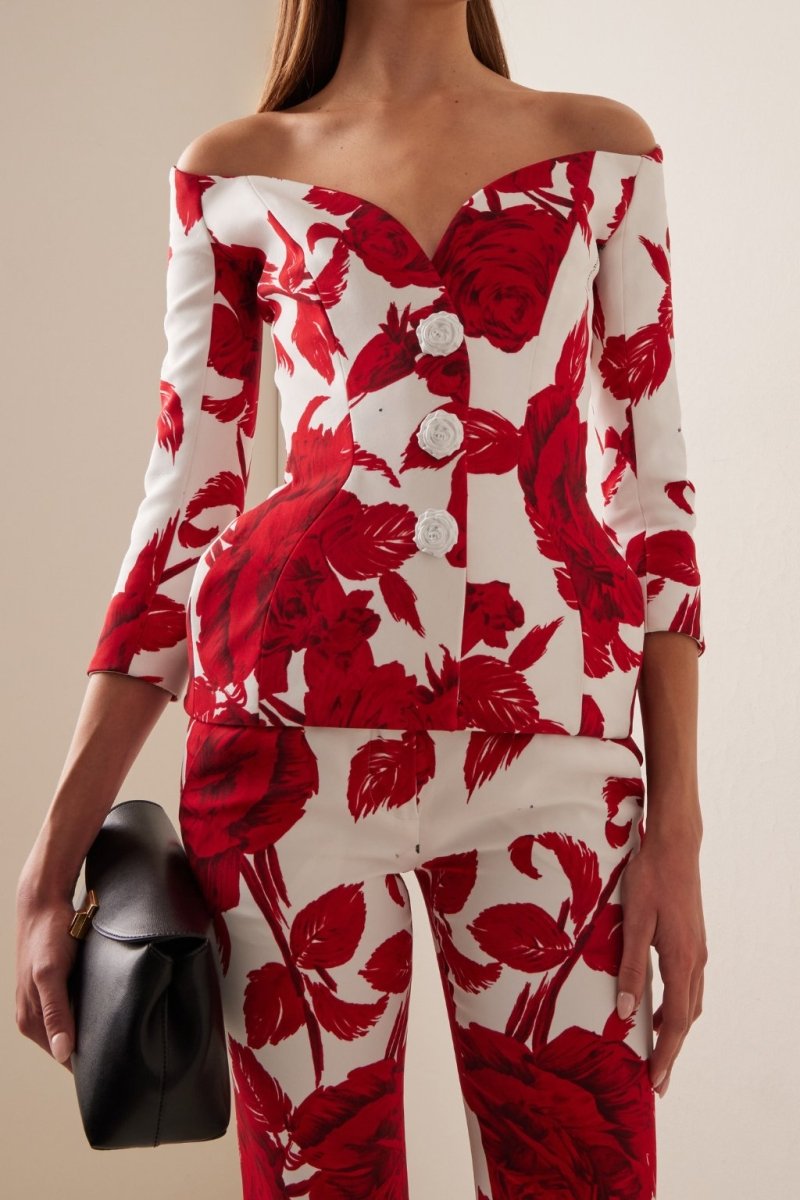Schulterfreies Set „Cynthia“ mit Blumenmuster