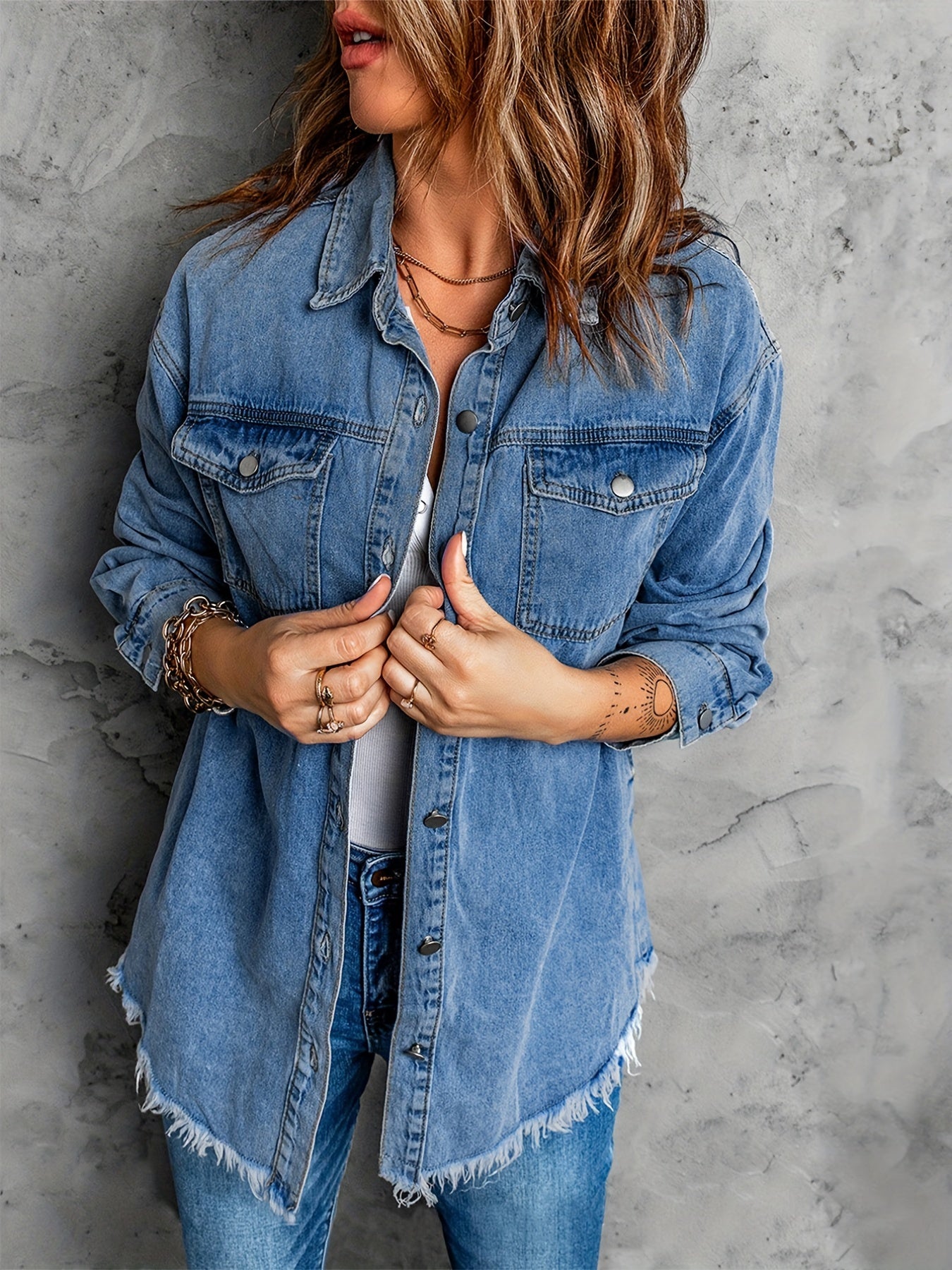 Wilaris | Veste en jean à ourlet à franges pour femme