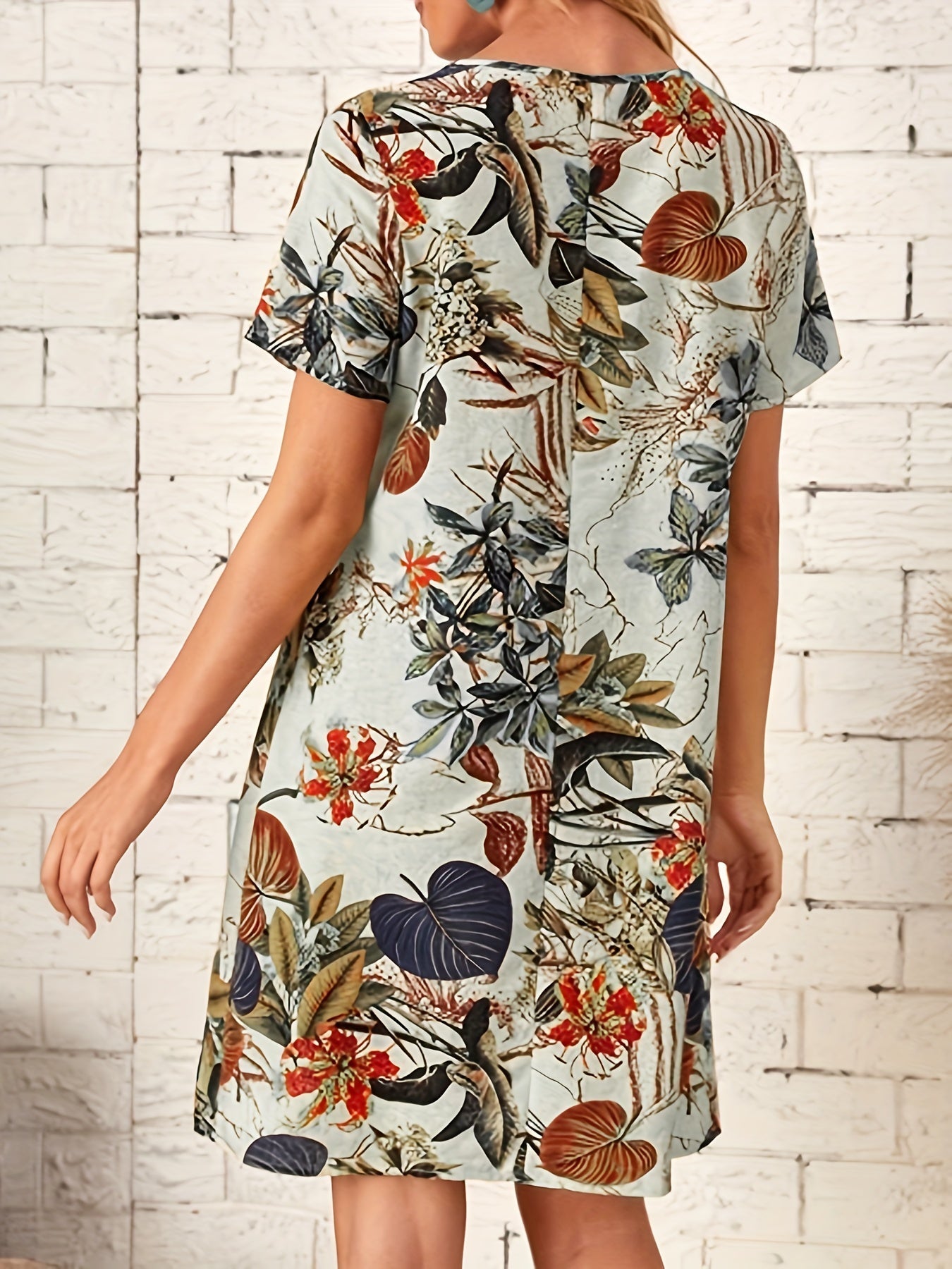 Earlene -Kurzärmeliges Sommerkleid mit Falten