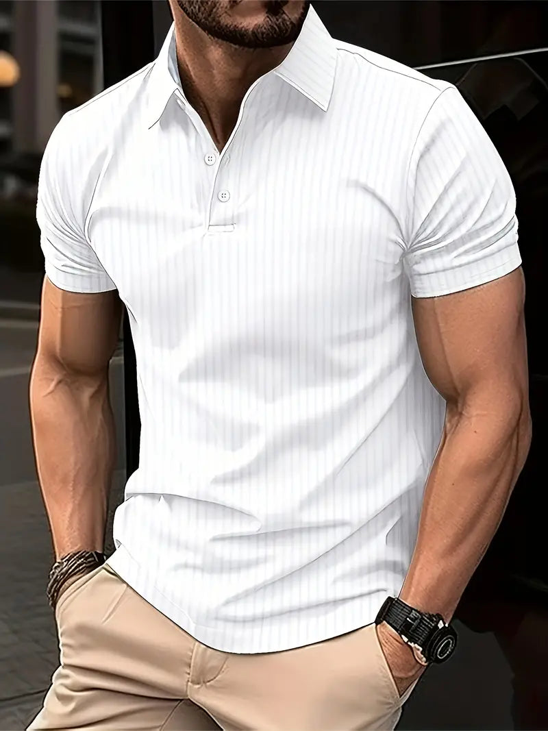 Alessio – chemise décontractée à manches courtes côtelée pour homme