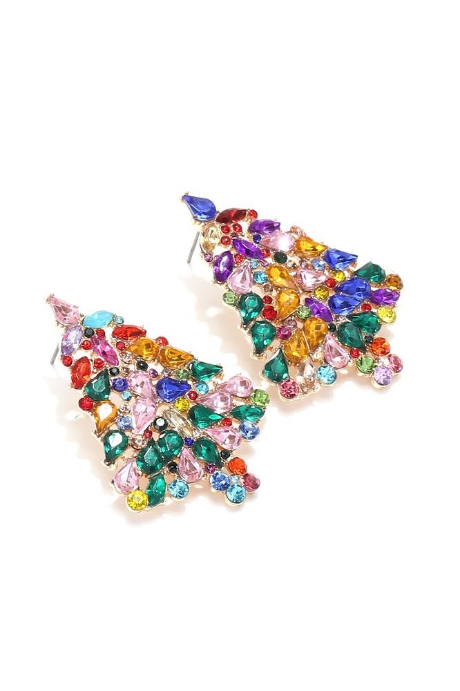 Boucles d'oreilles avec motif sapin de Noël et strass