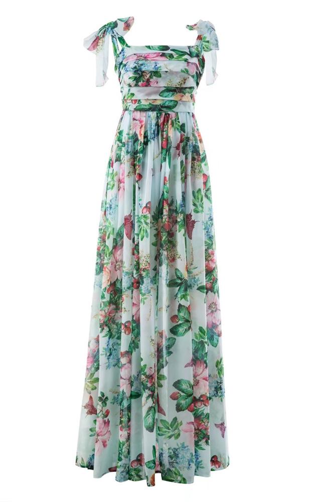 Bedrucktes Maxikleid „Dinah“ mit Trägern