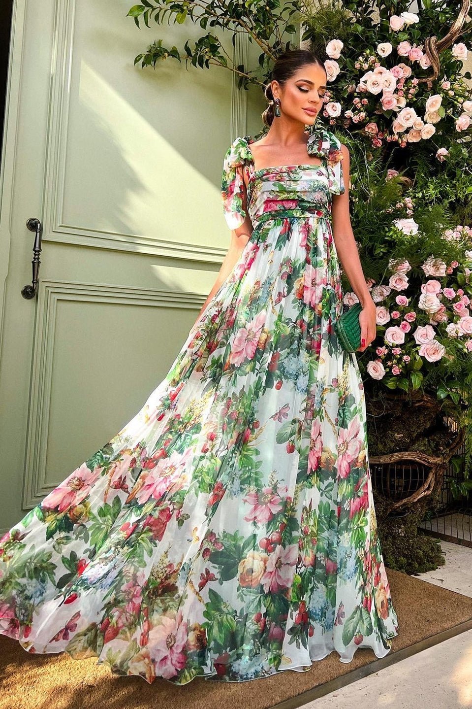 Bedrucktes Maxikleid „Dinah“ mit Trägern