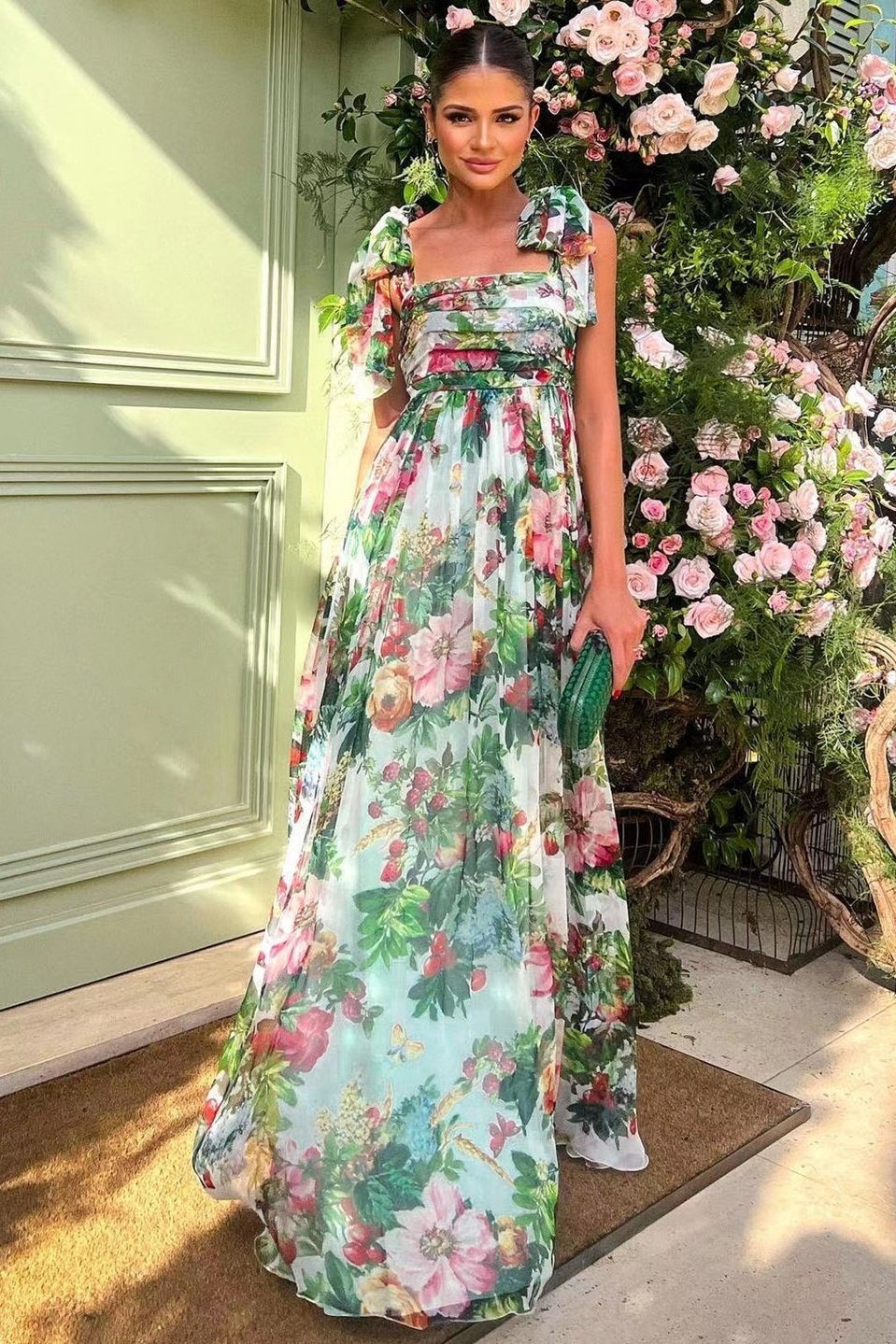 Bedrucktes Maxikleid „Dinah“ mit Trägern