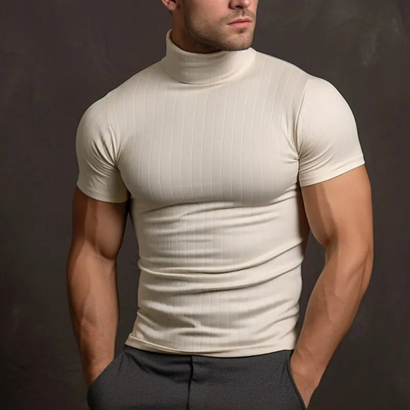 Alban - T-shirt uni col roulé homme