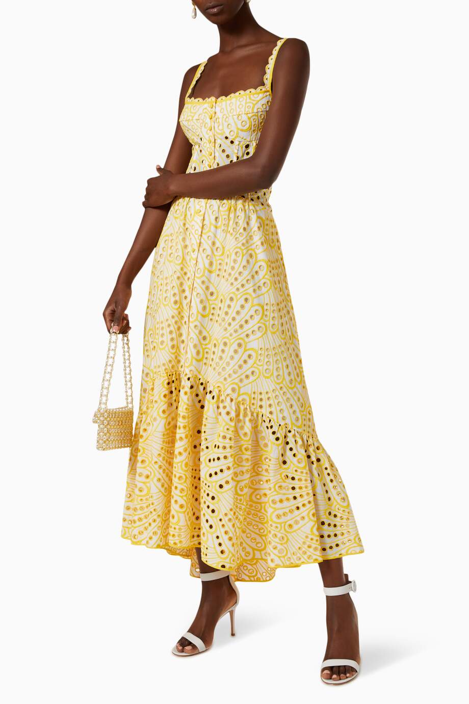 Dolly – Midi-Bustierkleid aus bestickter Spitze