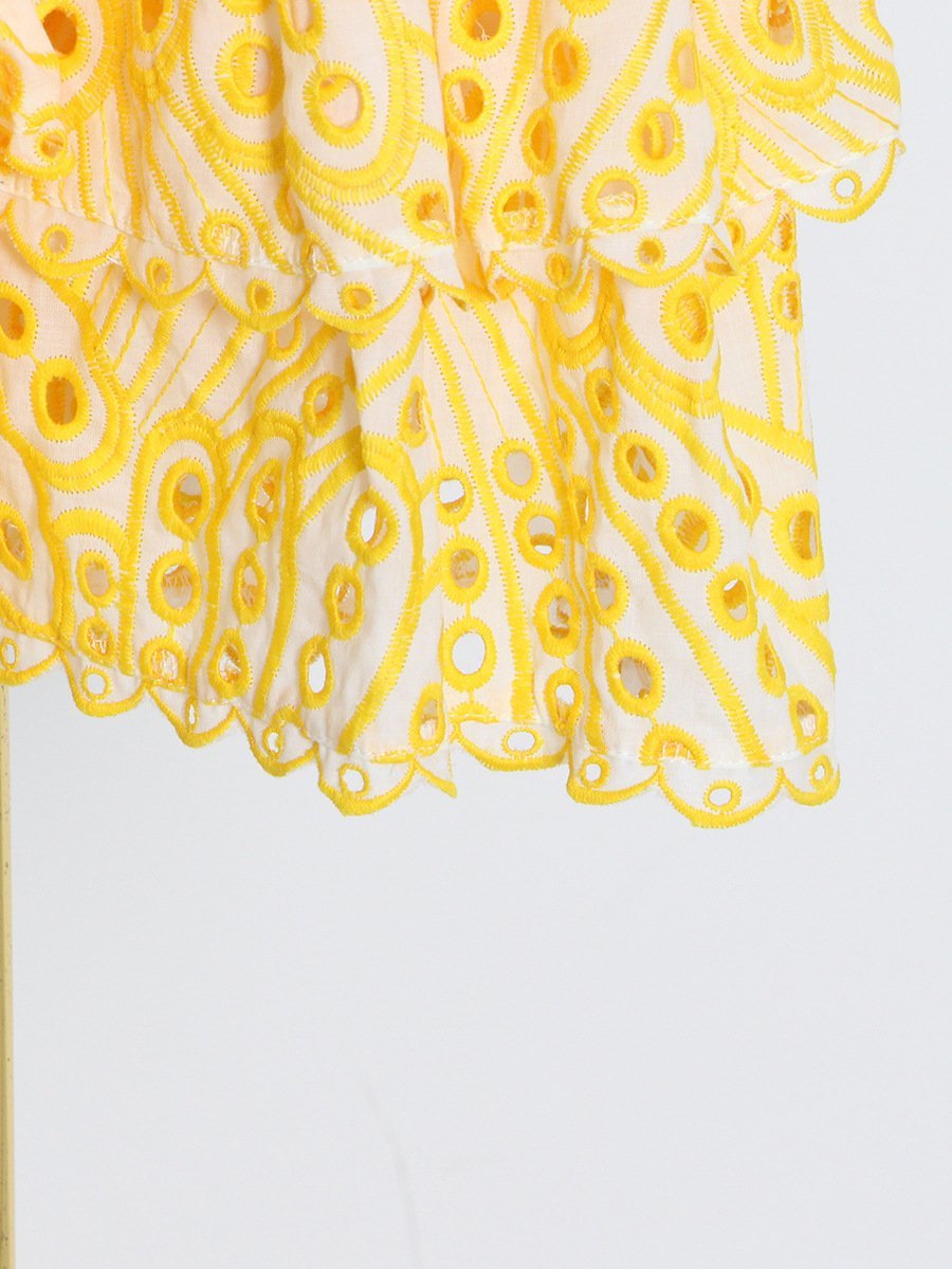 Ensemble robe longue à volants et dentelle brodée Dolly