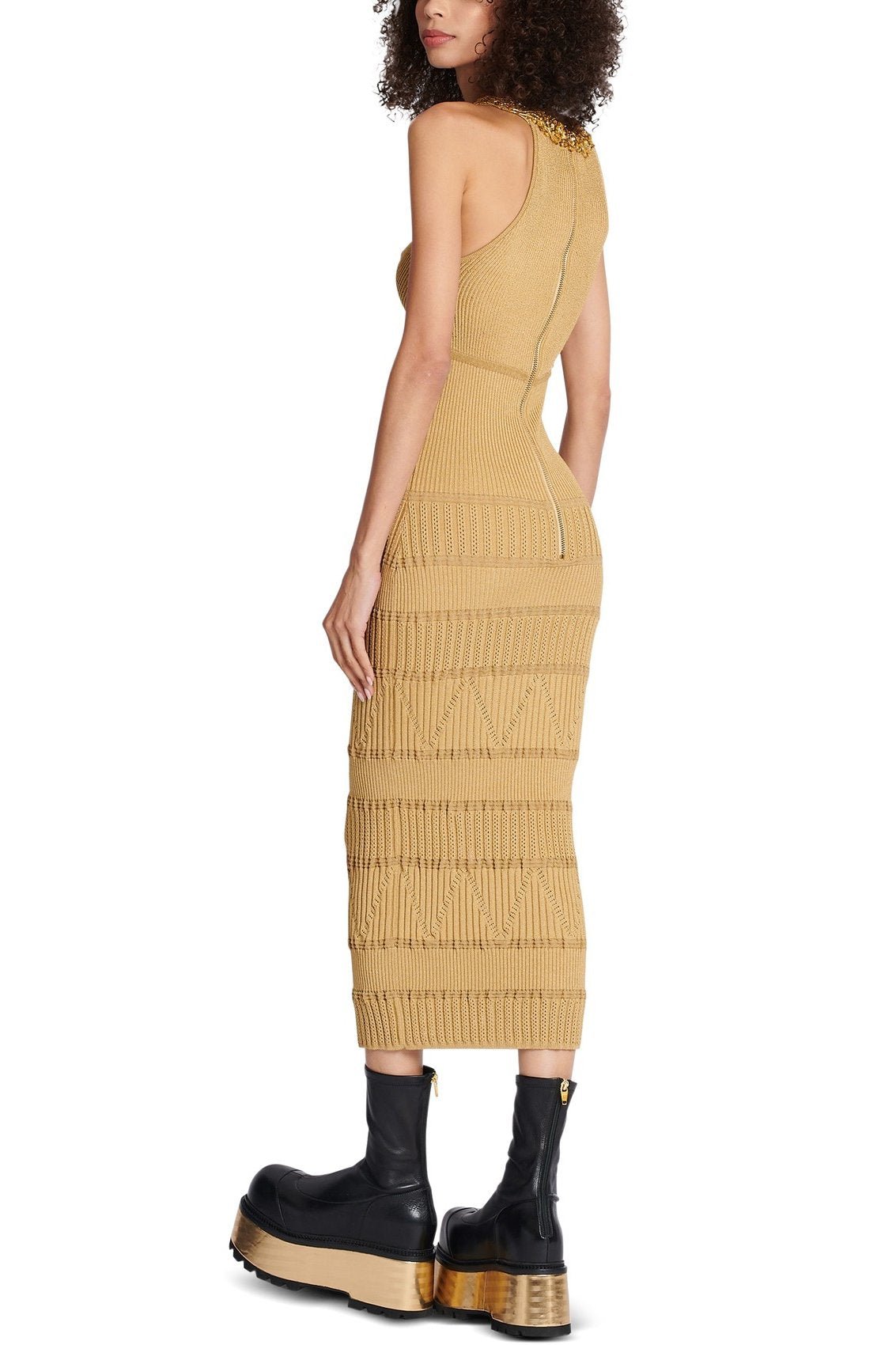 Donna – Besticktes Midi-Strickkleid mit Rollkragen