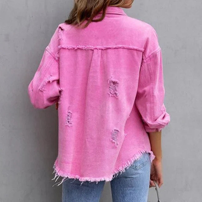 Frühlingsjacke | Moderne Damenjacke aus Denim mit rohen Kanten