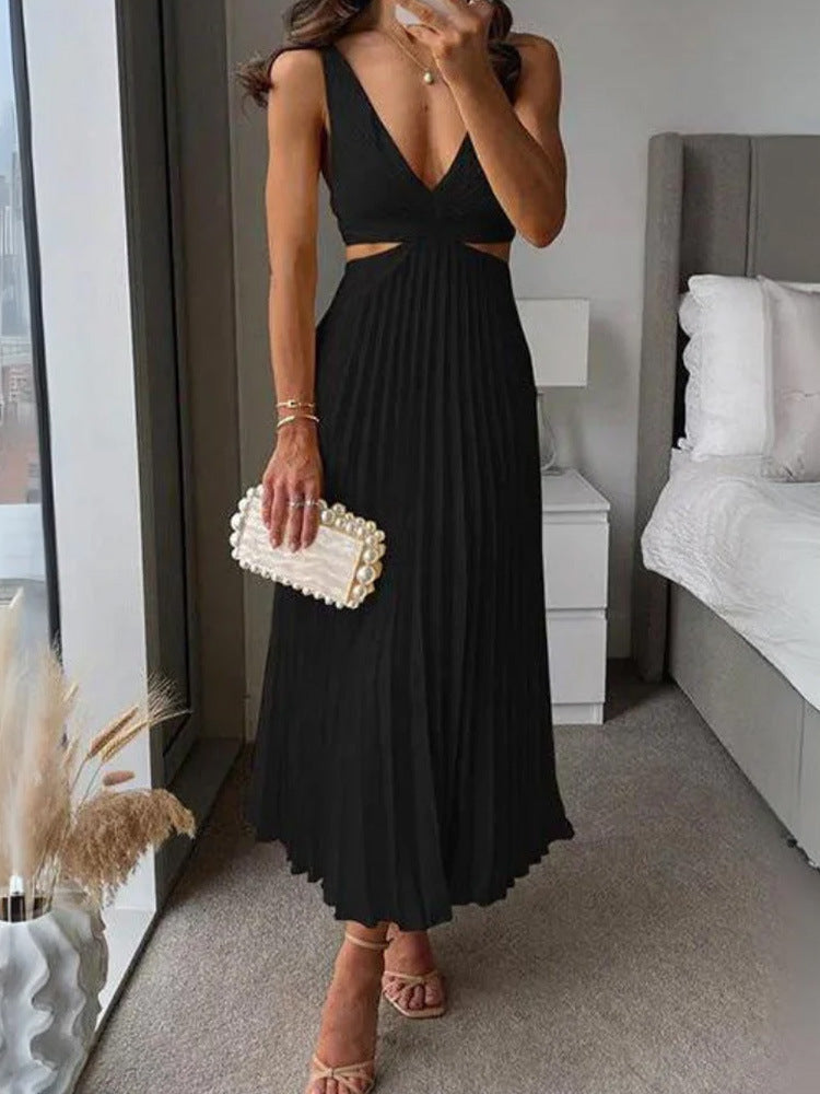 Julieta - Robe longue plissée avec décolleté