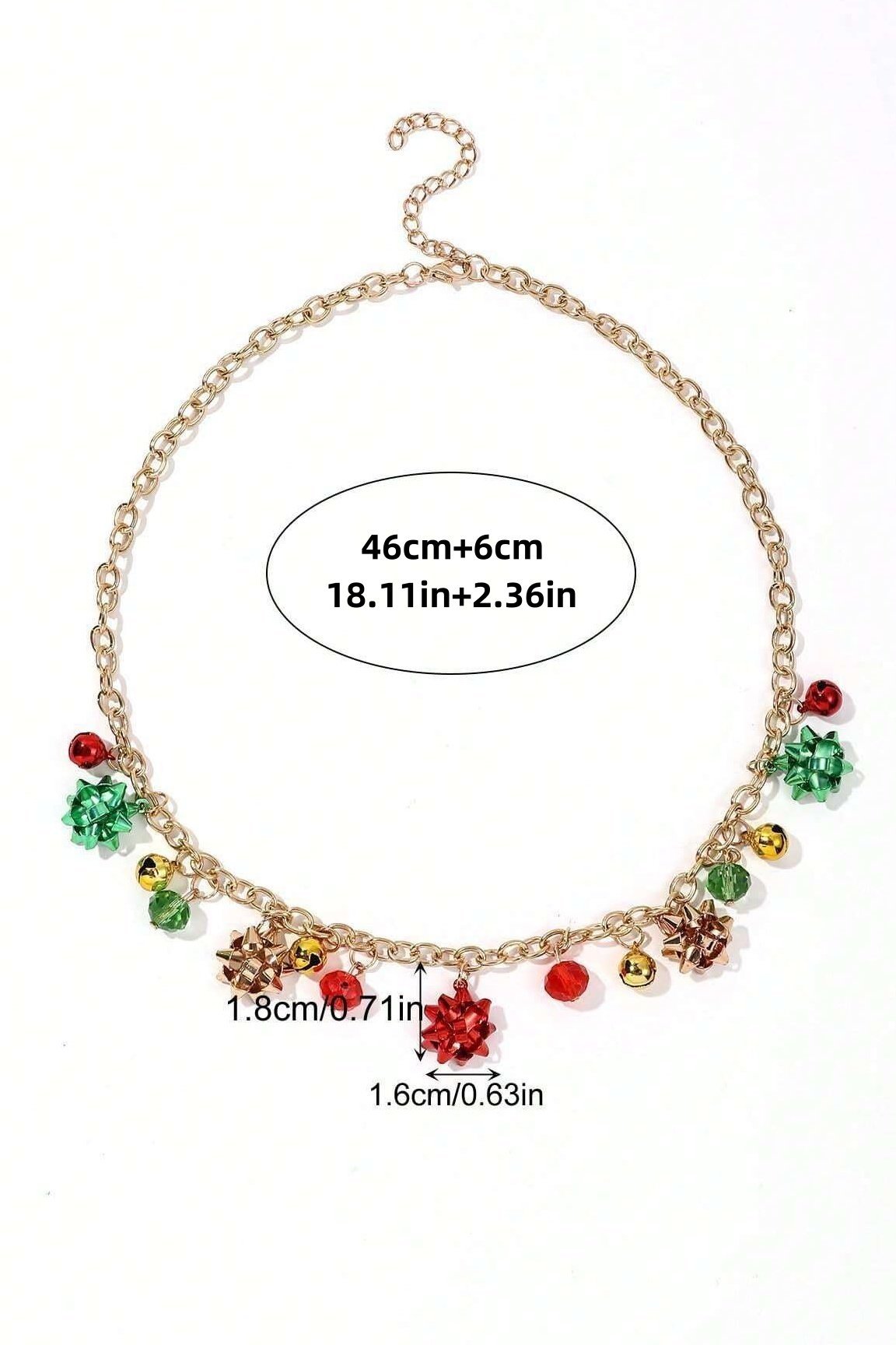 Collier de Noël en alliage avec clochettes et fleurs Eileen