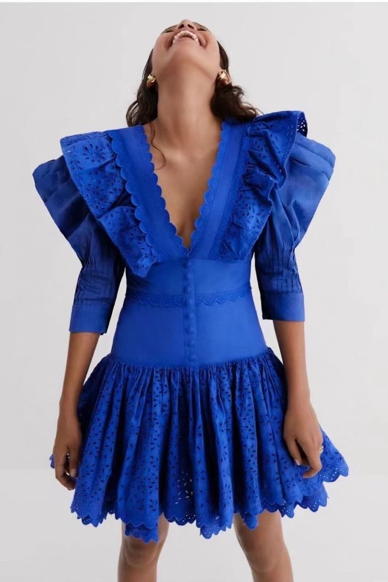 Besticktes Minikleid mit Rüschen „Elma“