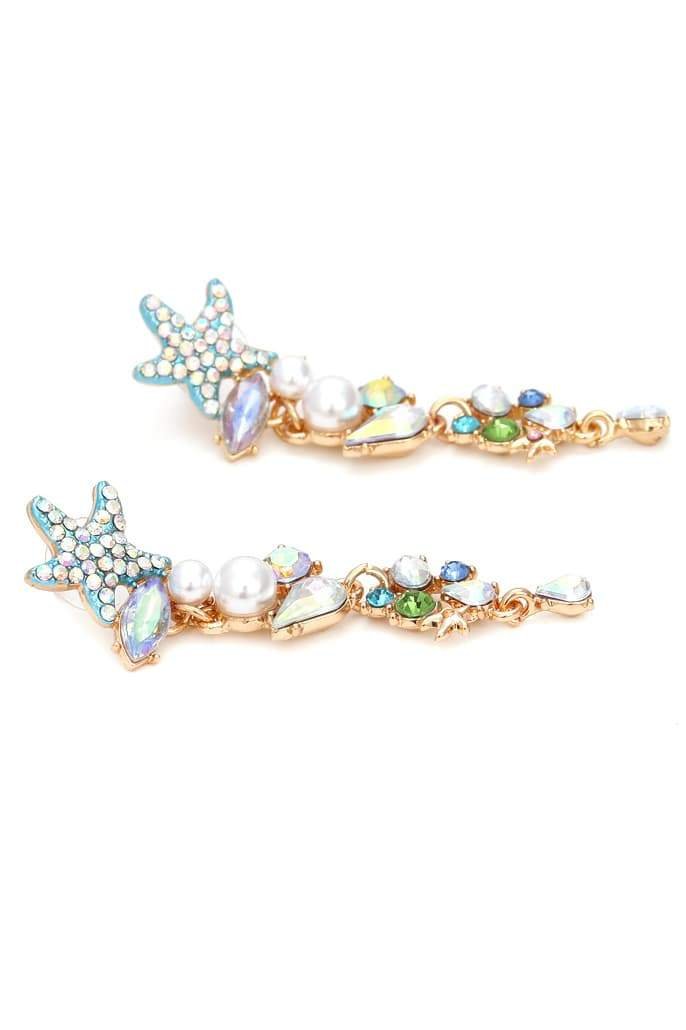 Boucles d'oreilles en perles de cristal émaillées avec motif étoile de mer