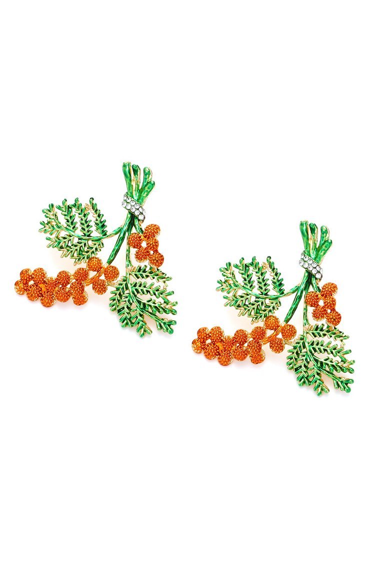 Boucles d'oreilles en forme de pomme de pin rouge émaillée