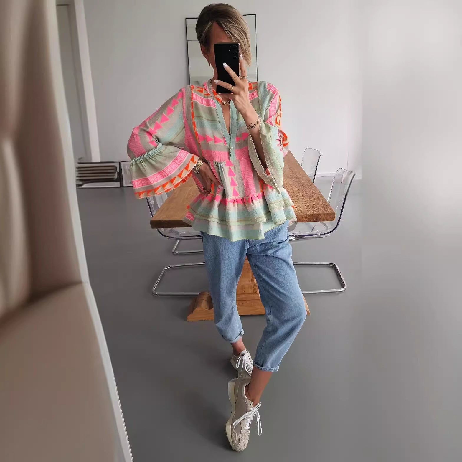 Bellachicha Langarmshirt mit Print für Damen