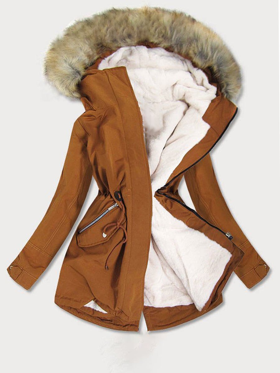 Caramel - Veste matelassée avec doublure en peluche chaude