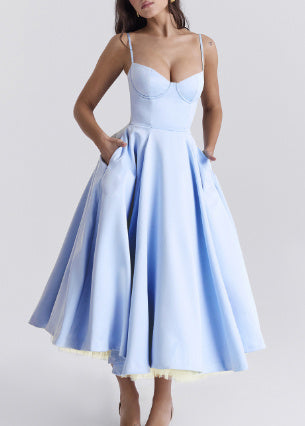 Valentina - Robe midi avec corsage en satin