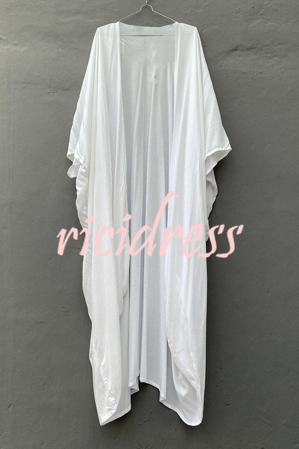 Einfarbiger Strandüberwurf im Kimono-Stil