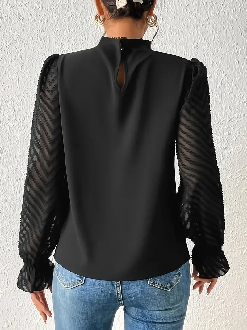 Bellachicha Bluse | Schicker plissierter top mit netzärmeln für damen