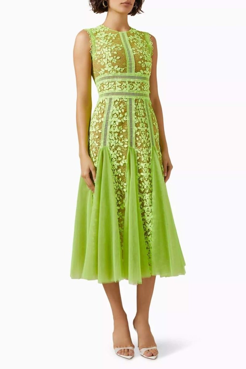 Meliertes Midikleid aus bestickter Spitze
