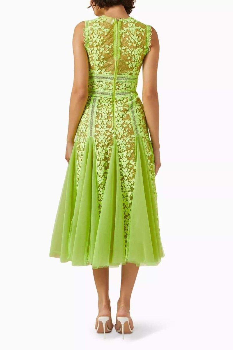 Meliertes Midikleid aus bestickter Spitze