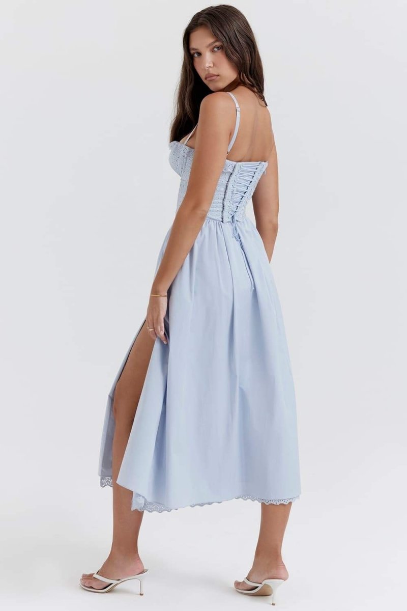 Helen – Midikleid aus bestickter Spitze im Korsett-Stil