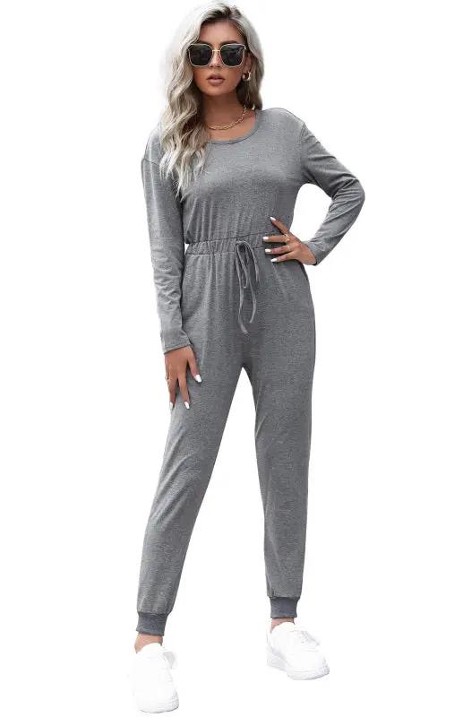 Einteiliger Jumpsuit mit Heimhose für Damen in einfarbiger Farbe