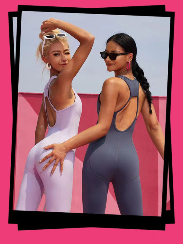 Damen Jumpsuit mit hohlem, stoßfestem Beauty-Back