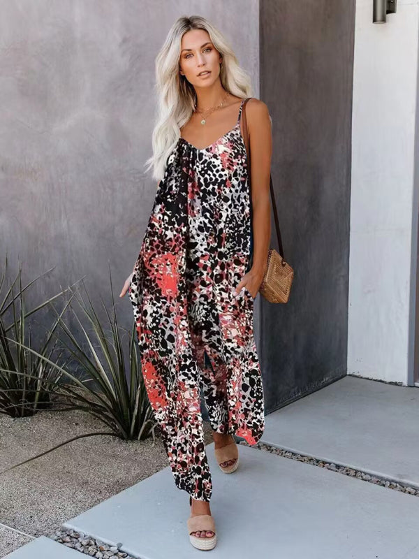 Sexy Jumpsuit mit weitem Bein und Hosenträgern für Damen