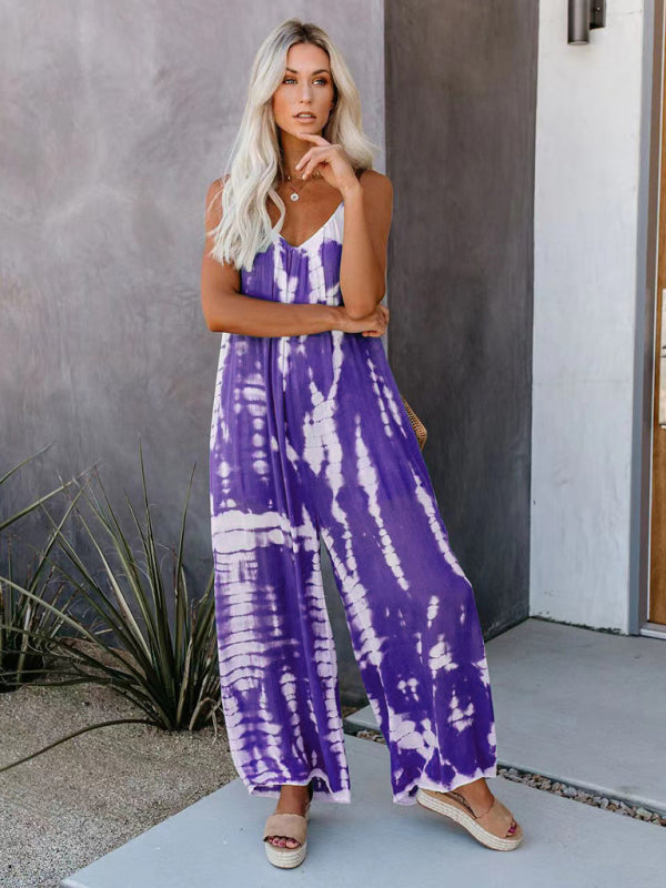 Sexy Jumpsuit mit weitem Bein und Hosenträgern für Damen