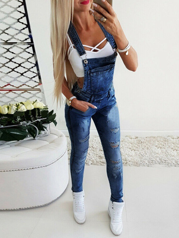 Sexy enge Overalls handgerissene Damenjeans