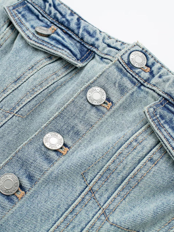 Neue Damen Retro Hottie Style Tube Top locker lässig gerade Denim Overall