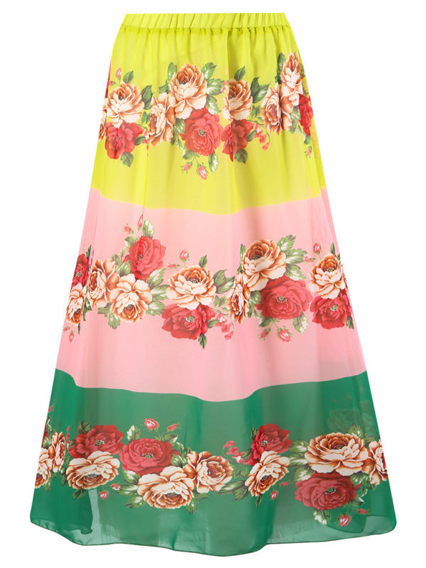 Neuer Modetrend: Sexy Badeanzug mit Blumenmuster, Rock (Einzelteil)