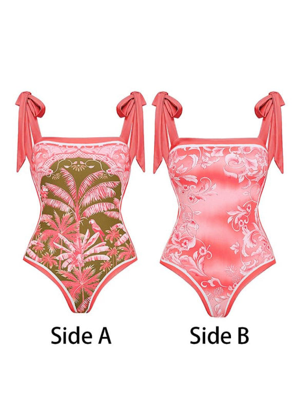 Neuer sexy Riemchenbadeanzug mit Kokosnuss-Print, Rock (einteilig)