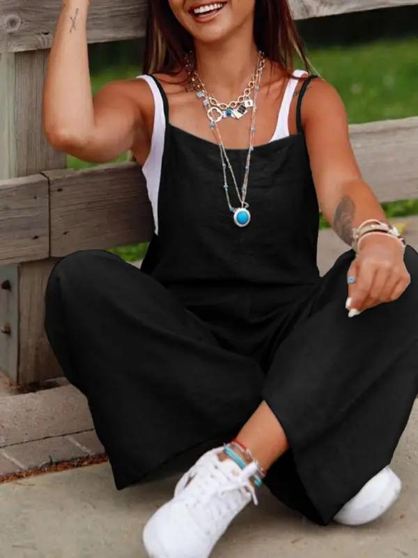 Neue Damen-Overall mit weitem Bein und einfarbigen Hosenträgern