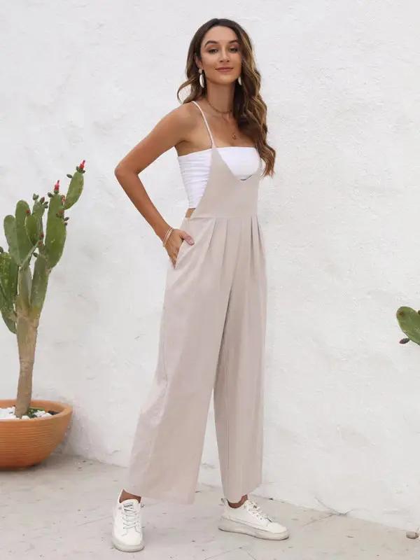 Neue einfarbige lässige Hosenträgerhose