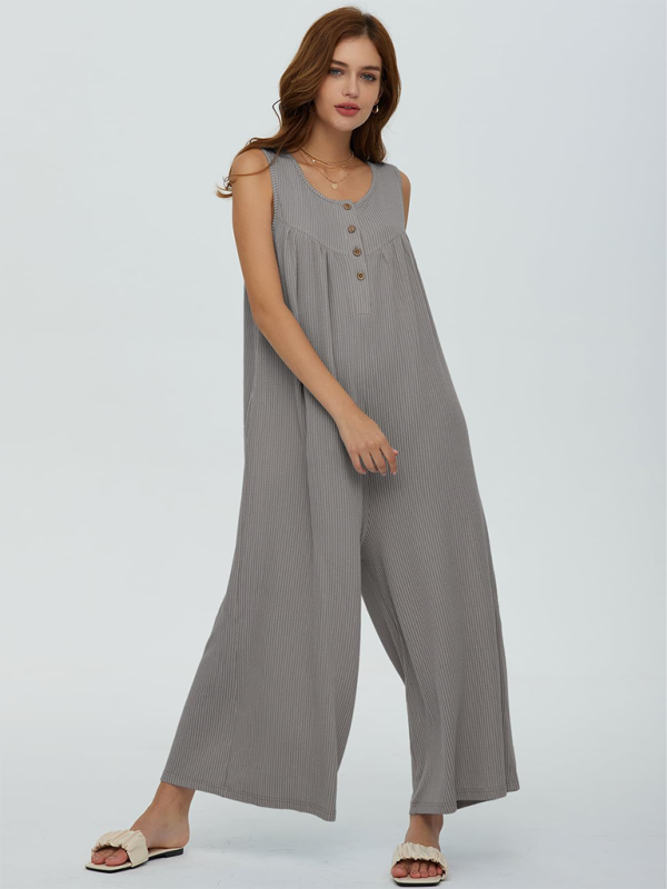 Lässiger Jumpsuit mit Taschenknöpfen für Damen